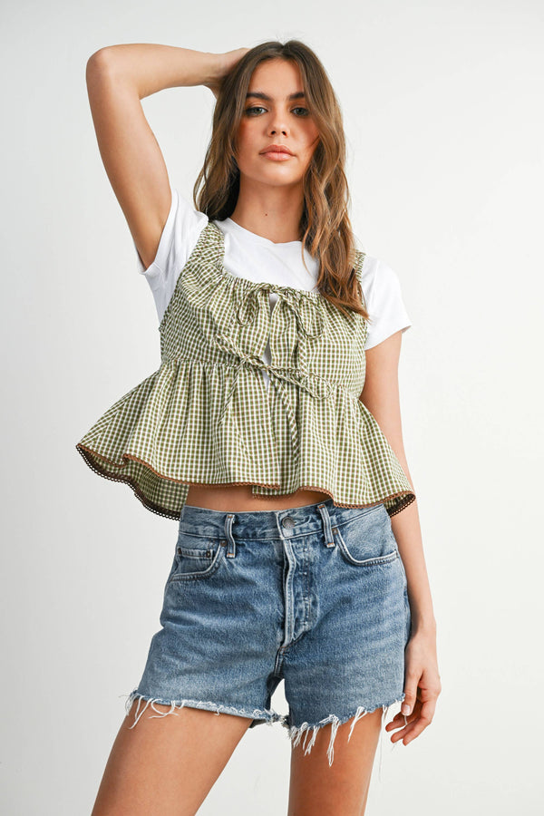 Marci Tie-Front Peplum Top