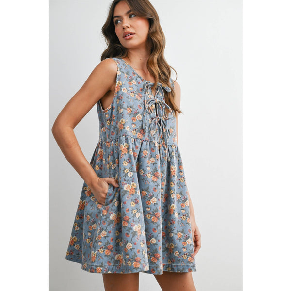 Kasey Floral Tie-Front Babydoll Dress