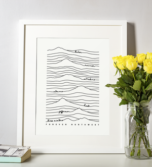 Cascade Mountain Range Print | White