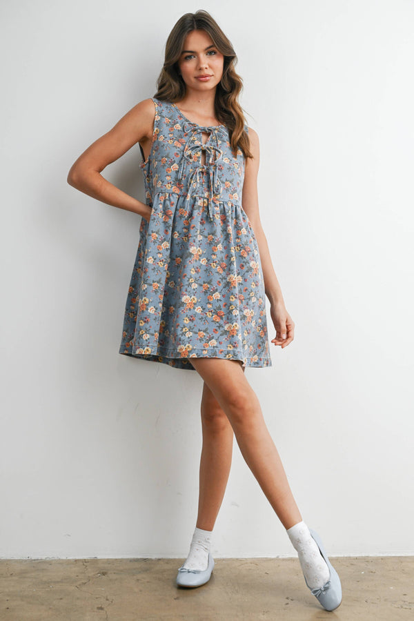 Kasey Floral Tie-Front Babydoll Dress
