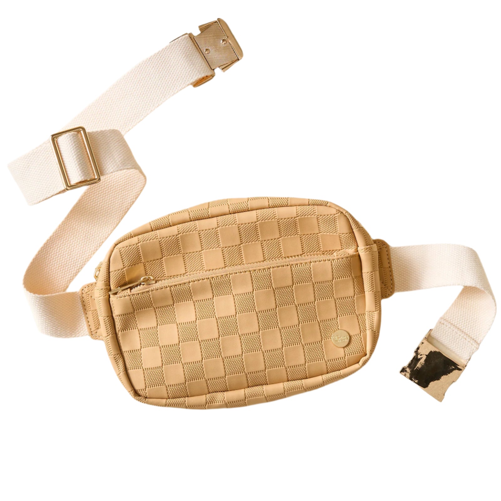 Tan Checkerboard Belt Bag